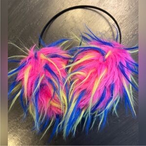 Fuzzy Winter Plush Fluffy Ear Muffs One Size Pink Blue Yellow Warm Teen Adult